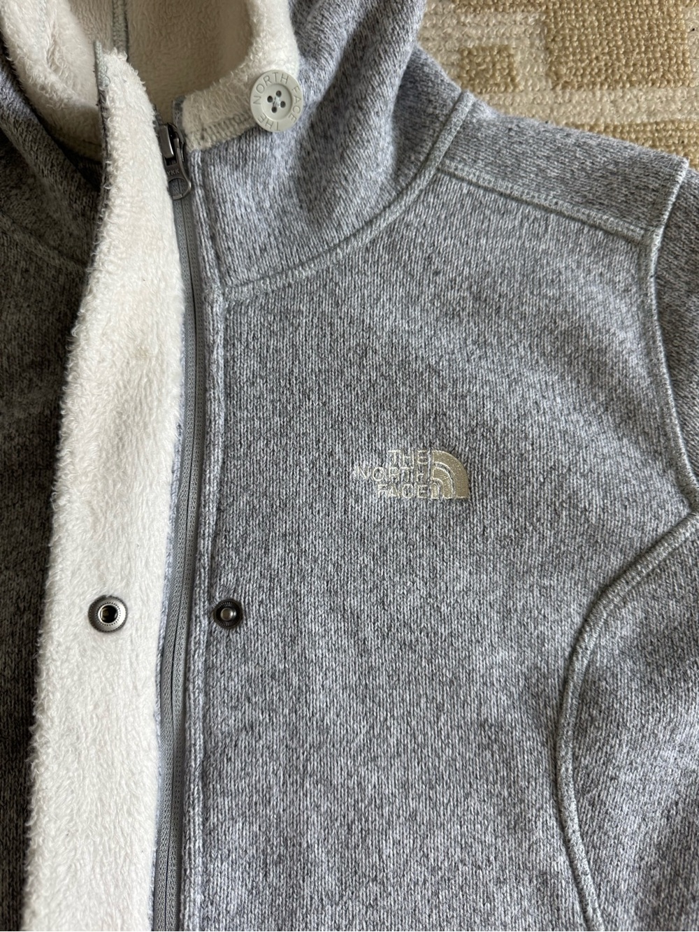 The North Face Sherpa Lined Hooded Fleece Jacket Outdoor Heather Gray Medium - Picture 7 of 17